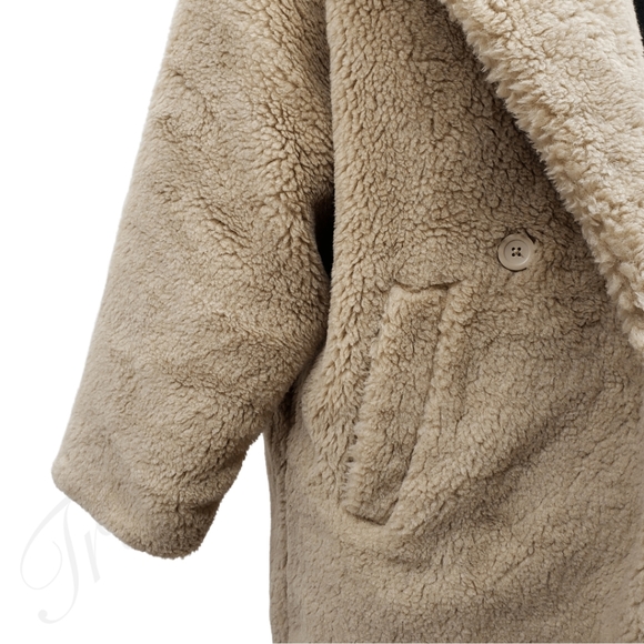 ABERCROMBIE & FITCH Women's Oversized Long-Length Sherpa Teddy Coat XS Petite - Picture 8 of 12
